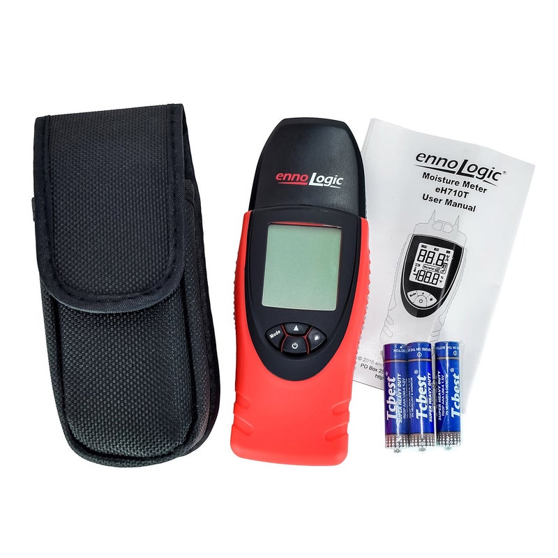 ennoLogic eH710T Moisture Meter by ennoLogic â€“ Digital LCD Pin Type with 7 Material Settings for Wood, Cement, Mortar, Brick, Drywall, Carpet â€“ Backlight, Hold, Max/Min, Air Temperature, and Holster - Image 2